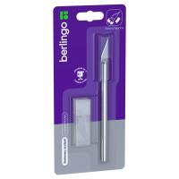 Нож-скальпель канцелярский Berlingo, метал.корпус, 5 лезвий в компл., европодвес BM4118