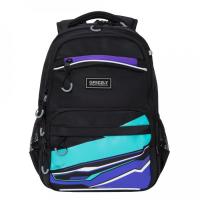 Рюкзак школьный, цвет черный, фиолетовый 28х39х19 см