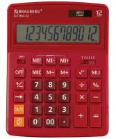 Калькулятор настольный. Brauberg Extra-12-WR, 206x155 мм, 12 разрядов, двойное питание, цвет бордовый