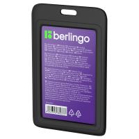 Бейдж вертикальный Berlingo "ID 200", 55*85мм, черный, без держателя, крышка-слайдер