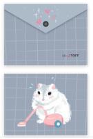 Папка-конверт А6 на кнопке. Хозяйственный хомяк. Пластик матовый 180 мкм