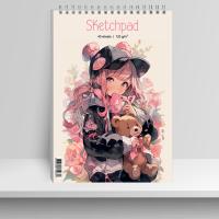 Скетчпад 40л гребень А5 Девочка с мишкой 14191-EAC обл картон софт-тач лак текстура