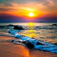 Холст с красками 40х40 см по номерам (30 цв.) Море на закате (арт. Х-5632)