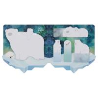 Флажки-закладки и самоклеящиеся блоки в наборе MESHU "Polar Bears", 20л*5 цветов, европодвес