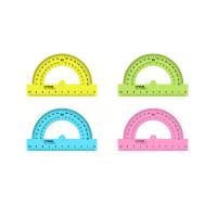 Транспортир 10см, 180° Стамм, прозрачный флуоресцентный, 4цв.