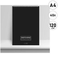 Скетчпад 40л гребень А4 Черный прямоугольник 15124-EAC софт-тач лак текстура 120г