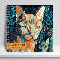 Скетчпад 40л гребень Оранжевый кот 195*195 14300-EAC глянц лам текстура 120г
