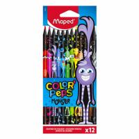Самсон Карандаши цветные MAPED COLOR PEP'S Black Monster, 12 цветов, трехгранные, 862612