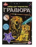 Гравюра золотая 18*24 см Золотой ретривер, Мульти АРТ в кор.120шт