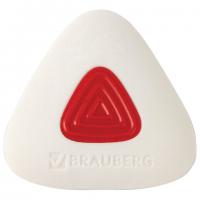 Ластик BRAUBERG "Trios PRO", 36х36х9 мм, белый, треугольный, красный пластиковый держатель