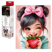 Алмазная мозаика 20*25 см, ДЕВОЧКА С КЛУБНИКОЙ, арт. 71338