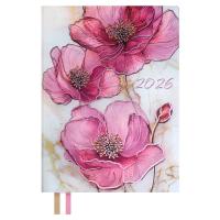 Ежедневник датированный 2026 А6+ Розовые маки, 176 л., арт. 70308