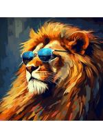 Холст с красками 30х30 см по номерам (20цв) "Стильные животные" Крутой лев (арт. Х-6343)