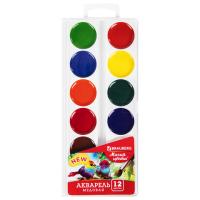 Самсон Краски акварельные BRAUBERG "МАГИЯ ЦВЕТА", 12 цв., медовые,  круглые кюветы, пласт.пенал