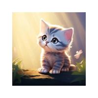 Холст с красками 30х30 см по номерам (20цв) "Малыши-животные" Полосатый котёнок (арт. Х-6316)