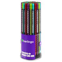 КанцРЦ Карандаш ч/г Berlingo "Squares", круглый, с ластиком, заточен., пластиковый, ассорти