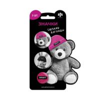 Значки закатные Звери в шапочках ( 3 шт. в наборе) арт. 71106 / 50