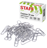 Скрепки STAFF 28 мм оцинкованные, 100 шт., в карт. коробке