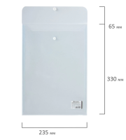 Папка-конверт с кнопкой BRAUBERG, вертикальная, А4, до 100 листов, прозрачная