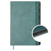 Еженедельник датированный 2026 А5, Буйвол серо-голубой, 80 л., арт. 70337