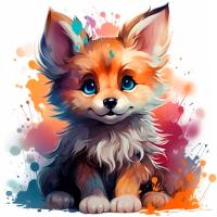 Холст с красками 20х20 см по номерам (16цв) "Малыши-животные" Красочный лисёнок (арт.Х-6302)