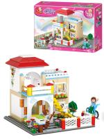 Купить РыжКот Конструктор пластиковый Sluban Розовая мечта. Загородный дом (380 деталей,4 фигурки) Арт. M в БУКВАЕШКА