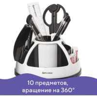Канцелярский набор BRAUBERG, 10 предметов, вращ. конструкция, черно-белый, 236954