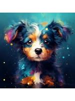 Холст с красками 30х30 см по номерам (20цв) "Малыши" Милый пёсик (арт. Х-6324)