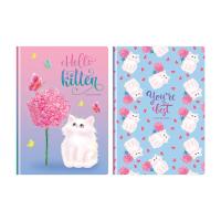 Бизнес-блокнот А5, 64л., евроформат, BG "Белый котик", матовая ламинация, блестки, скругленн