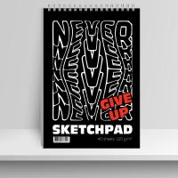 Скетчпад 40л гребень А5 Не сдавайся! 15134-EAC обл картон софт-тач лак текстура