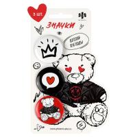 Значки закатные Розовый микс ( 3 шт. в наборе) арт. 71101 / 50