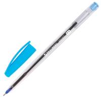 Ручка шариковая масляная BRAUBERG, корпус прозрачный, узел 0,6мм, линия 0,3мм, синяя