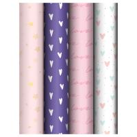 Упаковочная бумага глянц. 70*100см, MESHU "Love pattern", 80г/м2, ассорти 4 дизайна