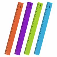 Самсон Линейка пластиковая 30 см BRAUBERG "NEON", непрозрачная, ассорти, 210751