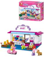 Купить РыжКот Конструктор пластиковый. SLUBAN Розовая мечта.Кафе-бар с напитками (226 деталей) M38-B052 в БУКВАЕШКА