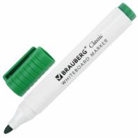 Самсон Маркер стираемый для белой доски ЗЕЛЕНЫЙ, BRAUBERG "CLASSIC", 3 мм, с клипом, 152116