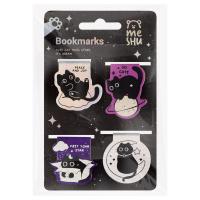 Закладки магнитные для книг, 4шт., MESHU "Meow Space", голографическая фольга