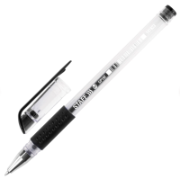 Ручка гелевая с грипом STAFF "EVERYDAY" GP-192, ЧЕРНАЯ, корпус прозрачный, узел 0,5 мм