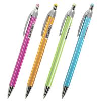 Ручка шариковая автоматическая BRAUBERG, СИНЯЯ, корпус ассорти, линия 0,3мм, 144219