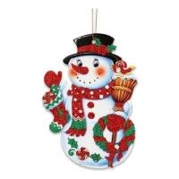 Миленд Оформительский плакат на скотче Милый снеговик,35 см,глиттер НУ-0826