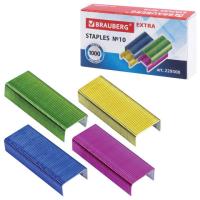 Самсон Скобы для степлера цветные №10, 1000 штук, BRAUBERG EXTRA, до 20 листов, 229300