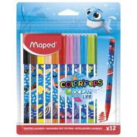 Самсон Фломастеры MAPED COLOR'PEPS Ocean Life, 12 цветов, смываемые, вентилируемый колпачок, 845701