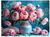 Холст с красками 30х40 см по номерам (в коробке) (30 цв.) Хрустальная ваза с пионами 