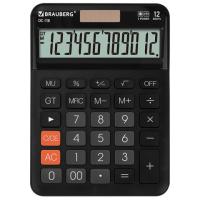 Калькулятор настольный BRAUBERG (175х126 мм), 12 разрядов, двойное питание, цвет черный,2729