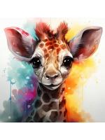 Холст с красками 30х30 см по номерам (20цв) "Малыши-животные" Красочный жираф 