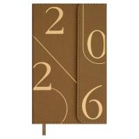 Еженедельник датированный 2026 95х155 мм, Кассандра бежевый, 64 л., арт. 70352