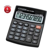 Калькулятор настольный Citizen SDC-810BN, 10 разр., двойное питание, 102*124*25мм, черный SD