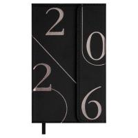 Еженедельник датированный 2026 95х155 мм, Кассандра черный, 64 л., арт. 70350