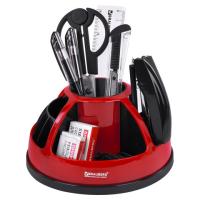 Канцелярский набор BRAUBERG, 10 предметов, вращ. конструкция, черно-красный, блистер, 231929