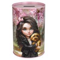 Копилка 15,7х10х10 см, Брюнетка с собачкой, арт.69375